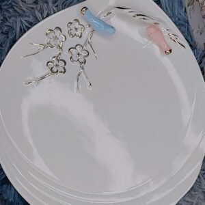 Elegant Serving Platter with Attached Cute Mini Birds