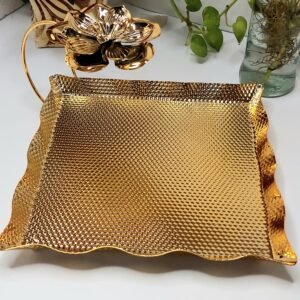 Metal Serving Platter Square (Golden)