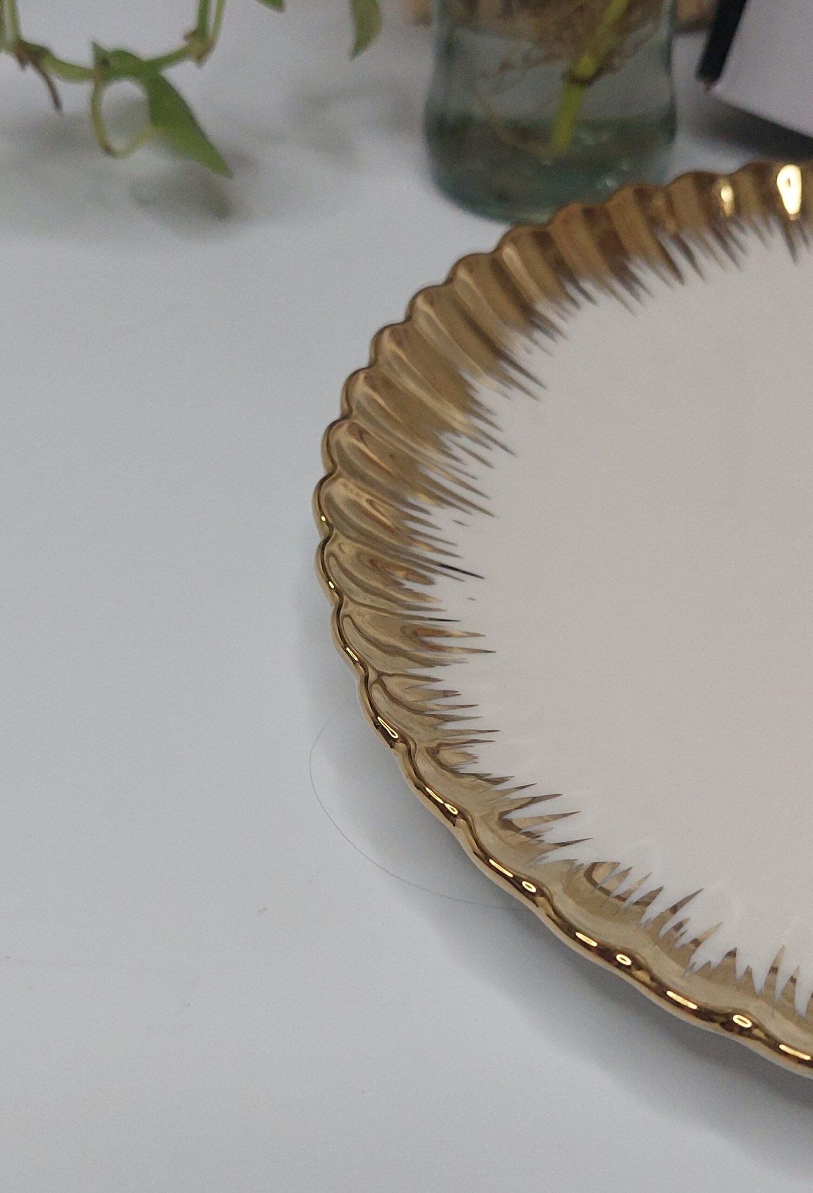 Elegant Ceramic Plate with Golden outline - Image 3