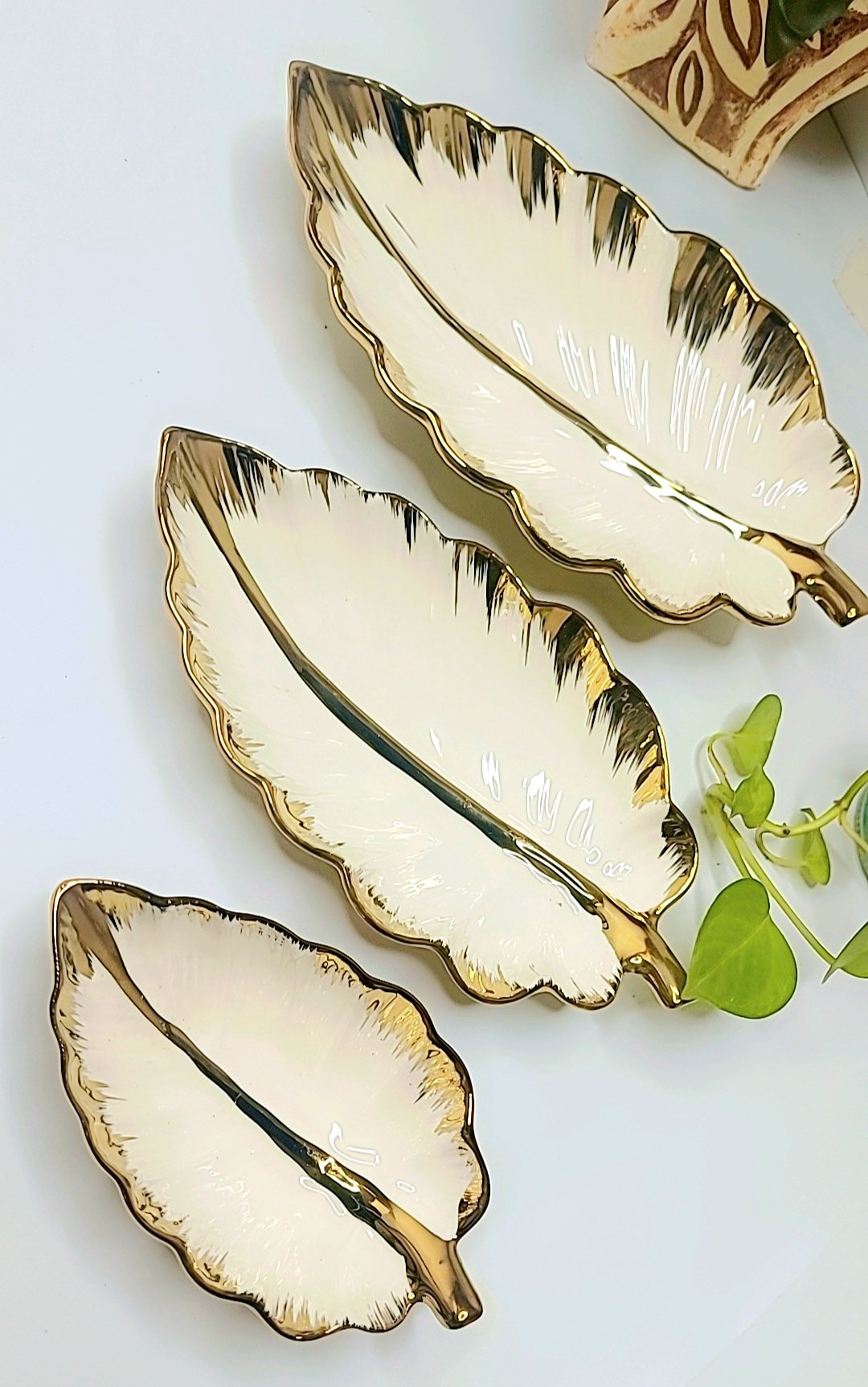 Luxuary Leaf Deep Platter Ceramic Set of 3