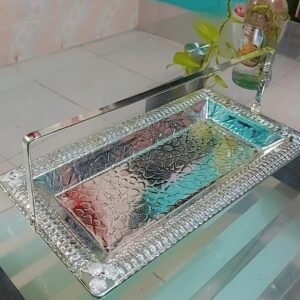 Luxury Metal Serving Tray with Handle (Rectangle)