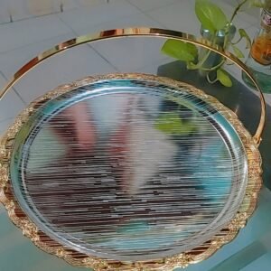 Luxury Metal Serving Tray with Handle (Round)